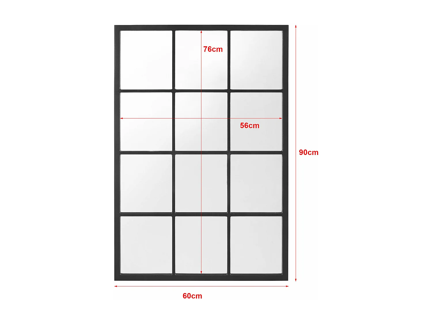 Espejo de pared rectangular 90x60 cm negro mate 03_0007900