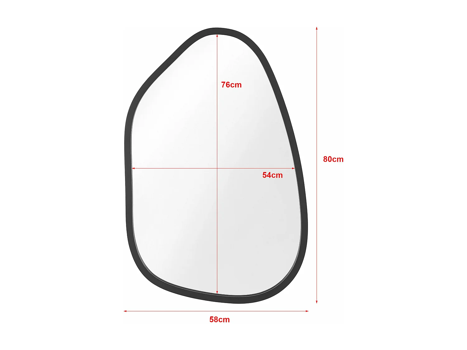 Specchio da parete asimmetrico 80 x 58 cm nero opaco 03_0007902