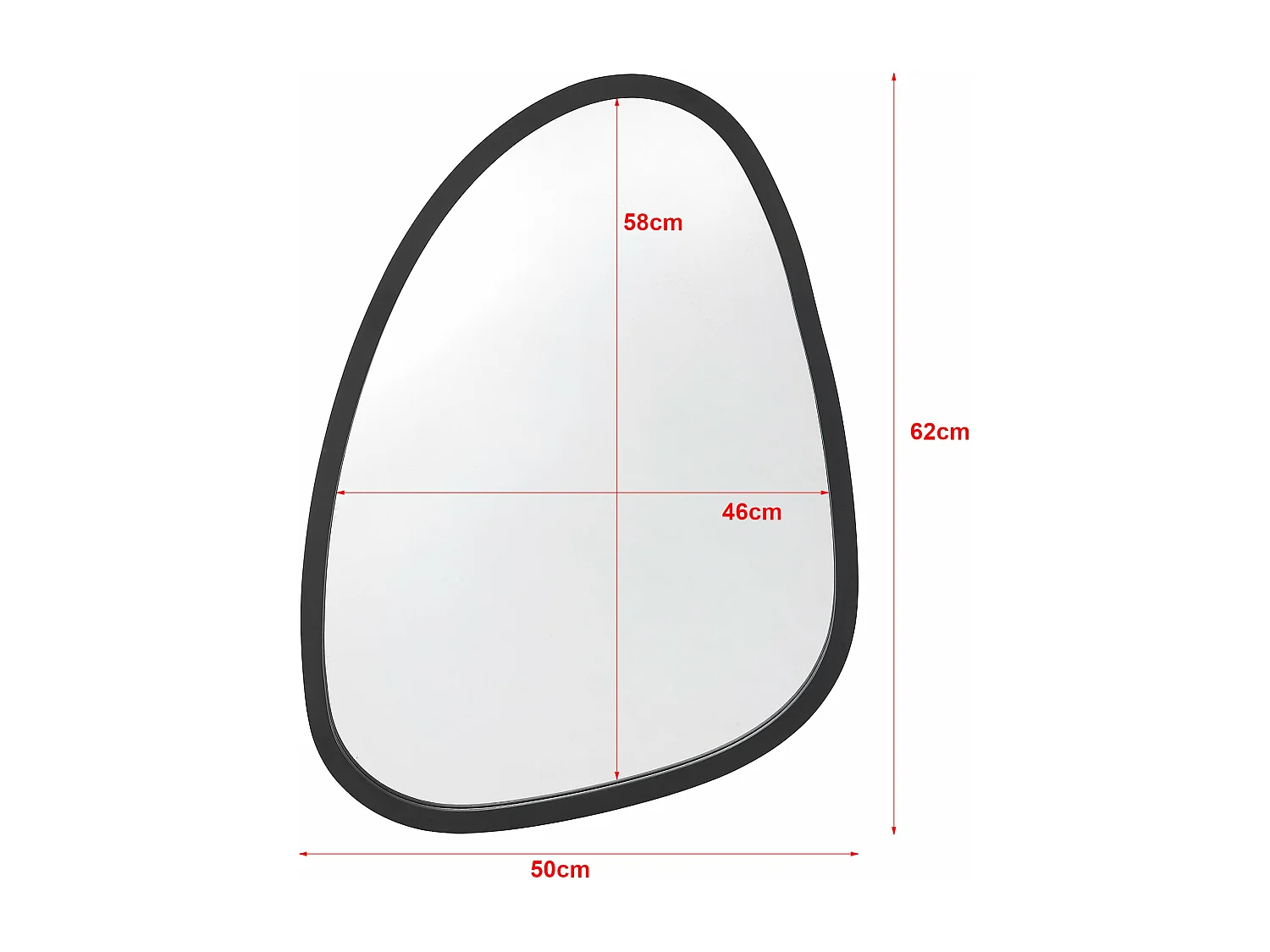 Miroir mural asymétrique 62 noire 50 x 1.8 x 62 cm 03_0007905