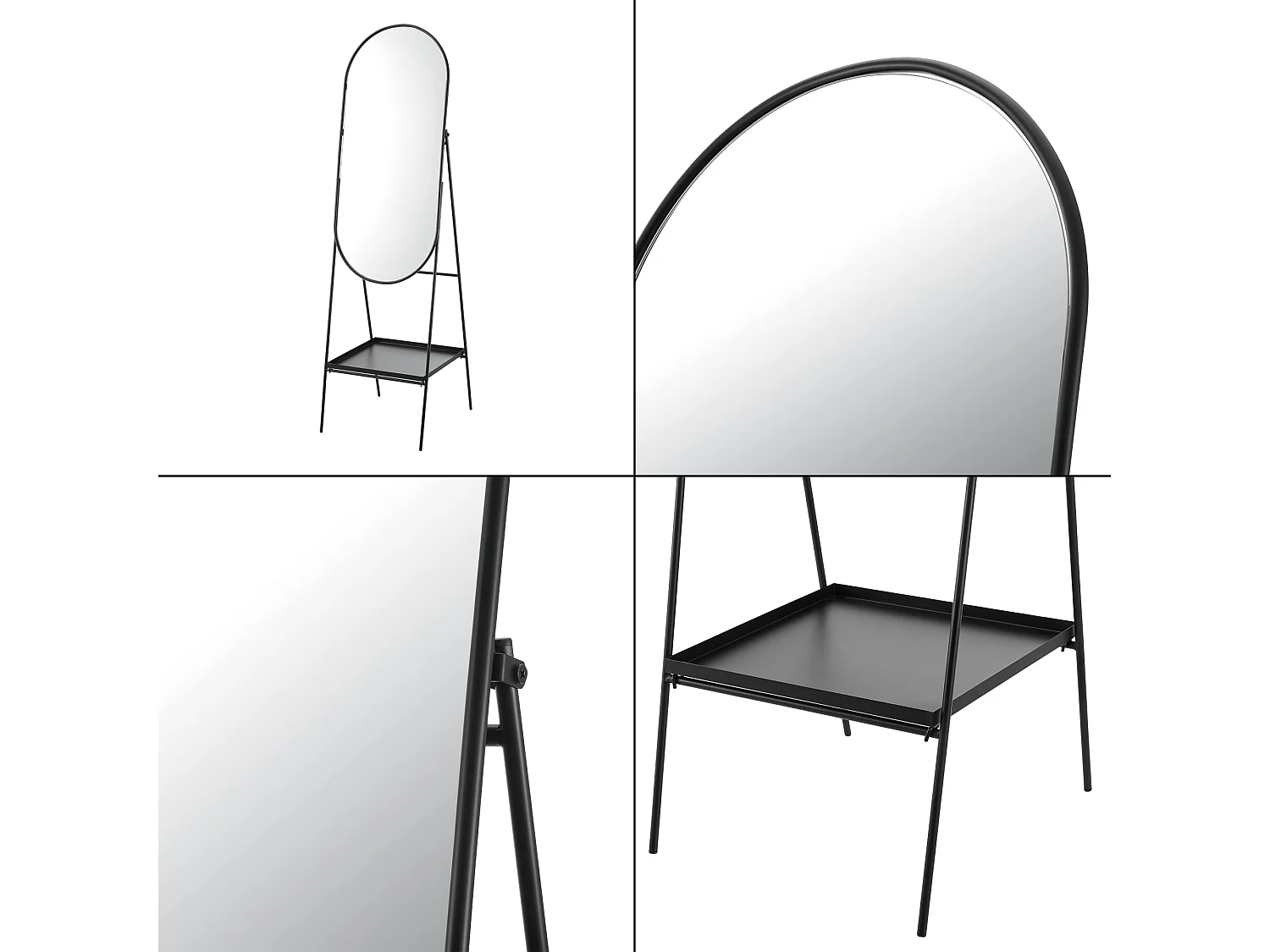 Miroir sur pied 160 noire 46 x 50 x 160 cm 03_0007976