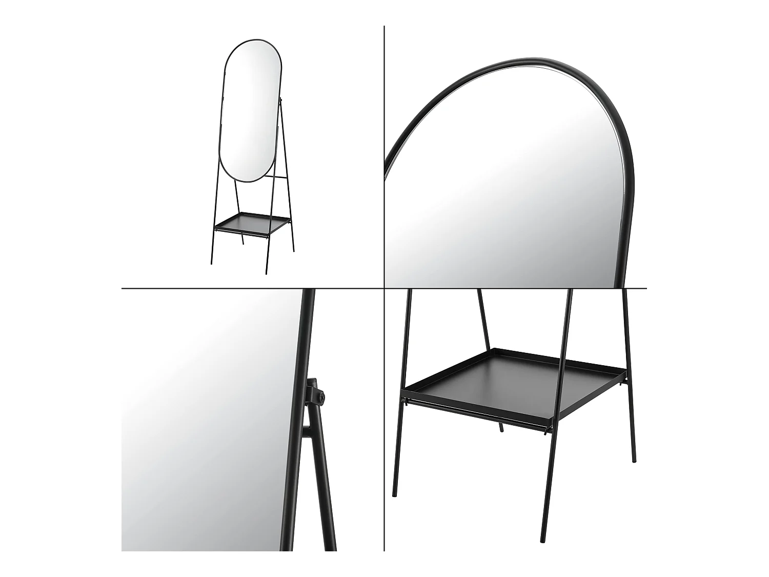 Miroir sur pied 160 noire 46 x 50 x 160 cm 03_0007976