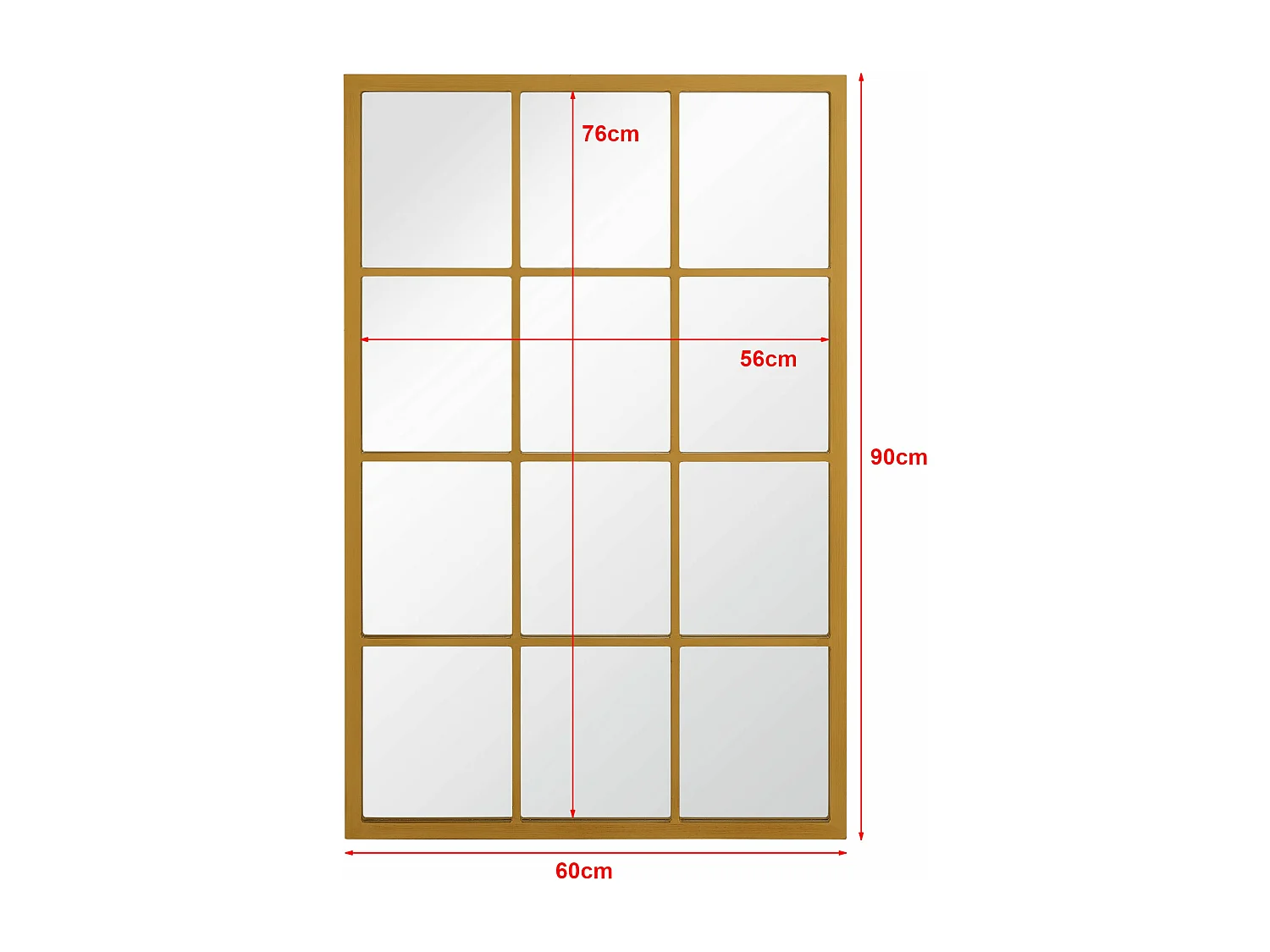 Espejo de pared rectangular 90 x 60 cm dorado 03_0007901