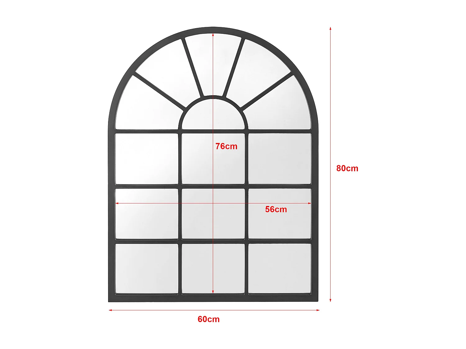 Specchio da parete rotondo con finestra 80 x 60 cm nero opaco 03_0007958