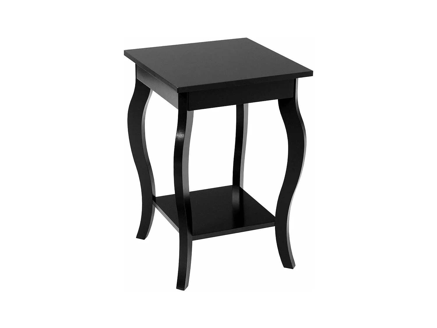 Tavolino fine divano Comodino quadrato a 2 livelli con cuscinetti antiscivolo per camera soggiorno 40 x 40 x 60 cm nero 20_0006825
