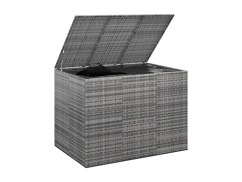 Contenitore per cuscini da giardino in resina intrecciata 145 x 100 x 103 cm grigio 02_0013161