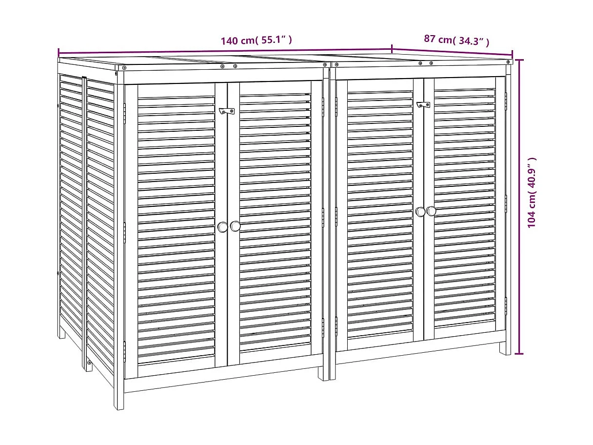 Cassetta portaoggetti per mobili da giardino 140 x 87 x 104 cm in legno massello di acacia 02_0013007
