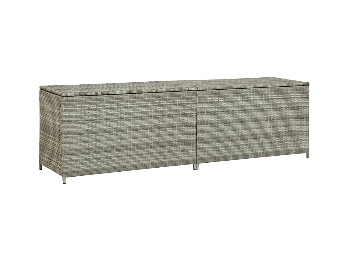 Caixa baú para armazenamento de móveis de jardim em resina tecida 200 x 50 x 60 cm cinza 02_0013122