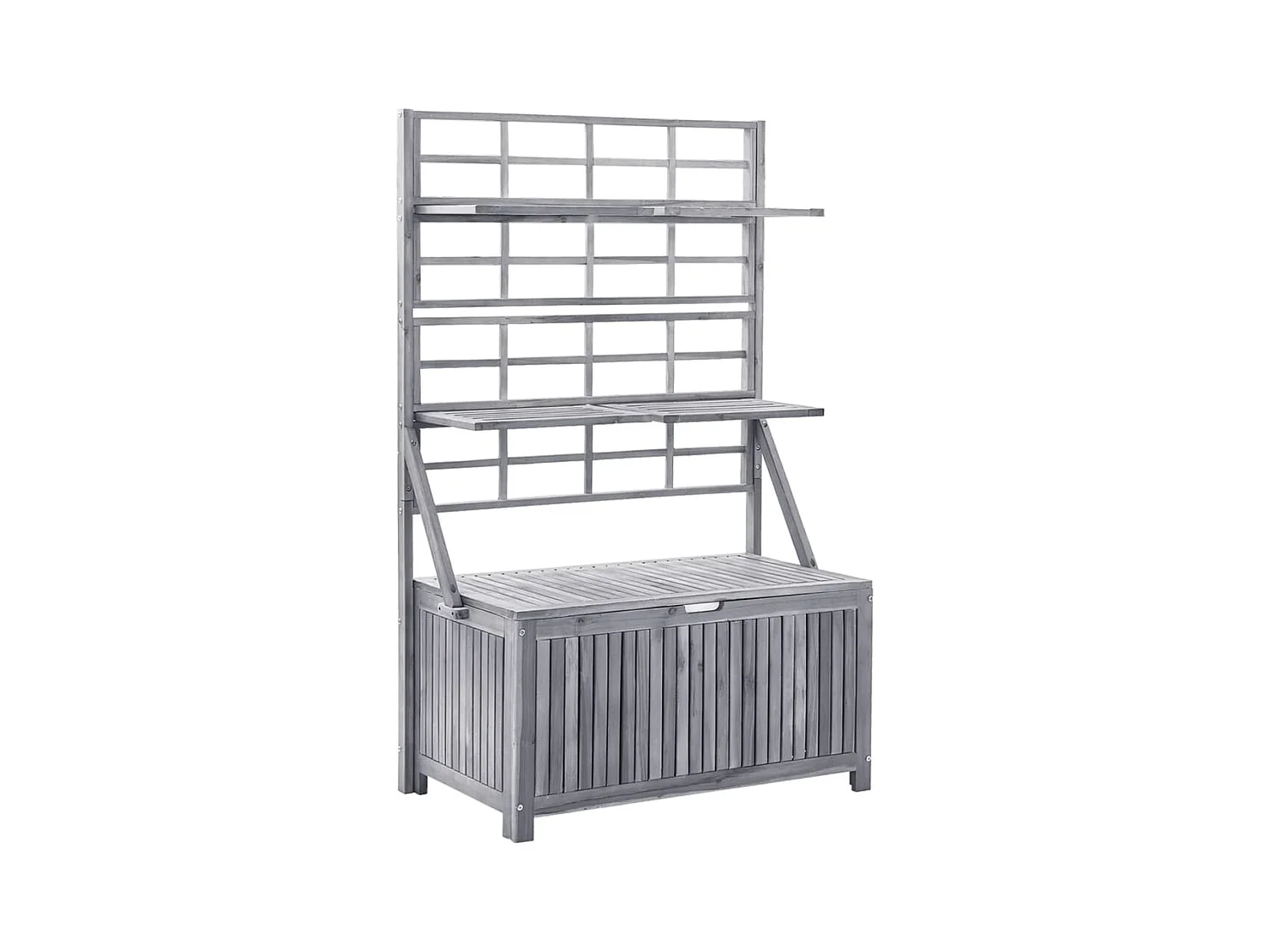 Caja de almacenamiento con malla 99 x 55 x 160 cm gris acacia maciza 02_0012997
