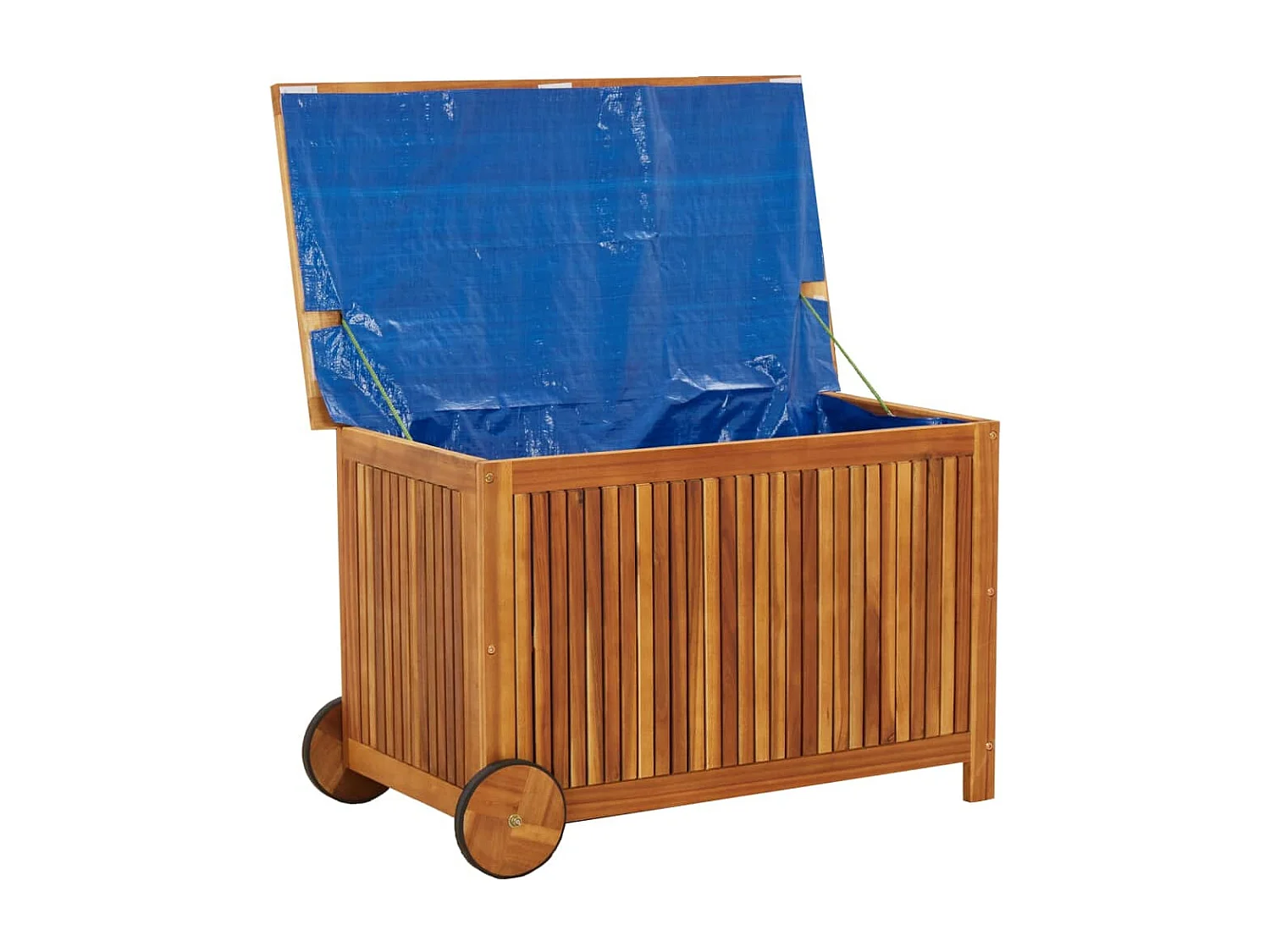 Cassetta portaoggetti per mobili da giardino con ruote 90 x 50 x 58 cm in legno di acacia 02_0013067