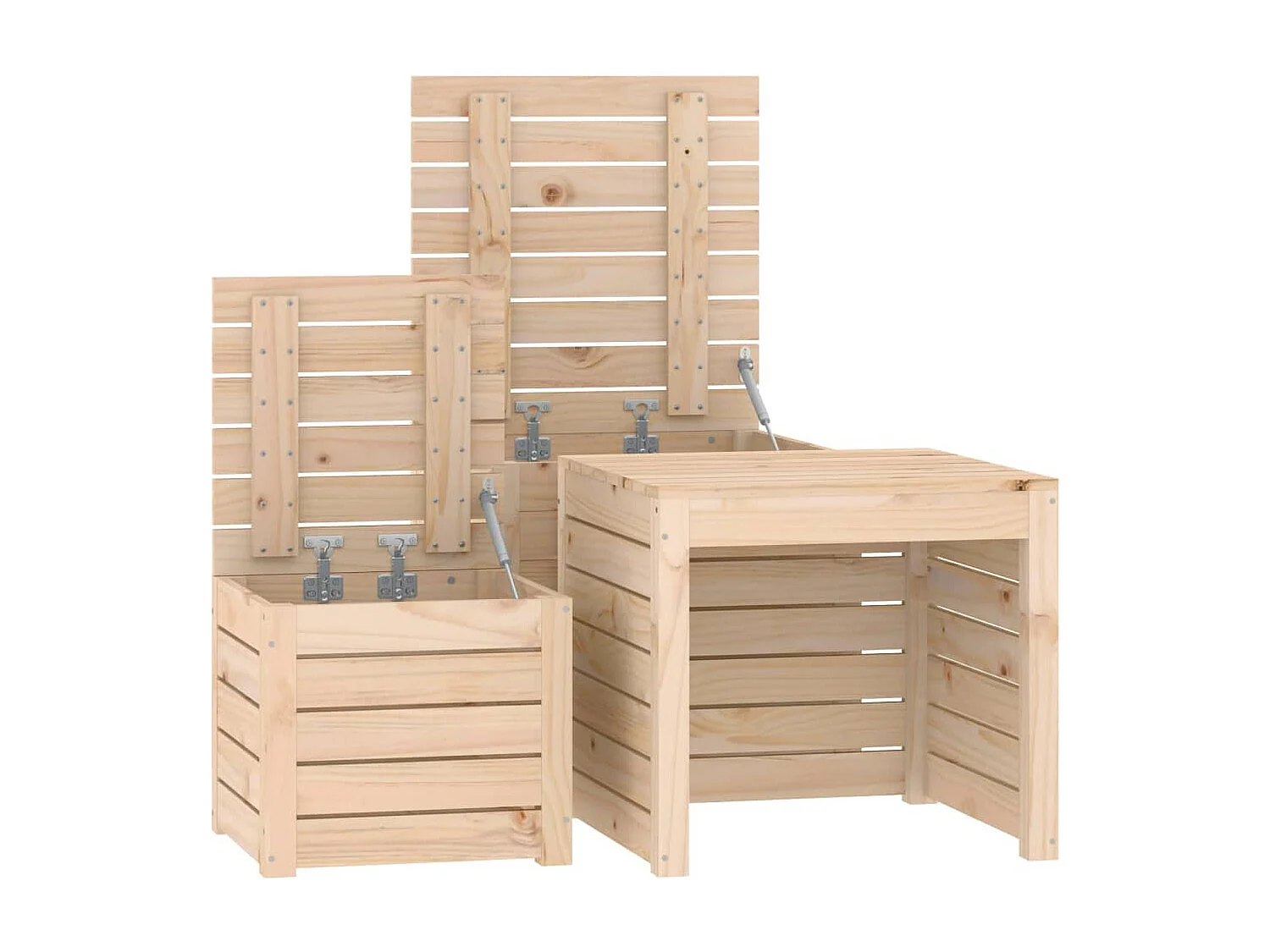 Set de caja de jardín 3 piezas madera maciza de pino 02_0013175