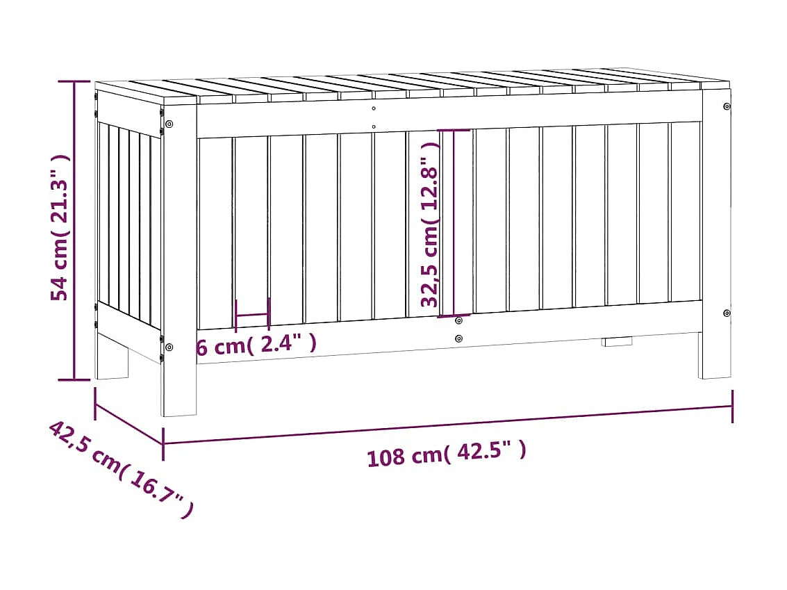 Caixa para armazenamento de móveis de jardim 108 x 42,5 x 54 cm madeira de pinho branco 02_0013068