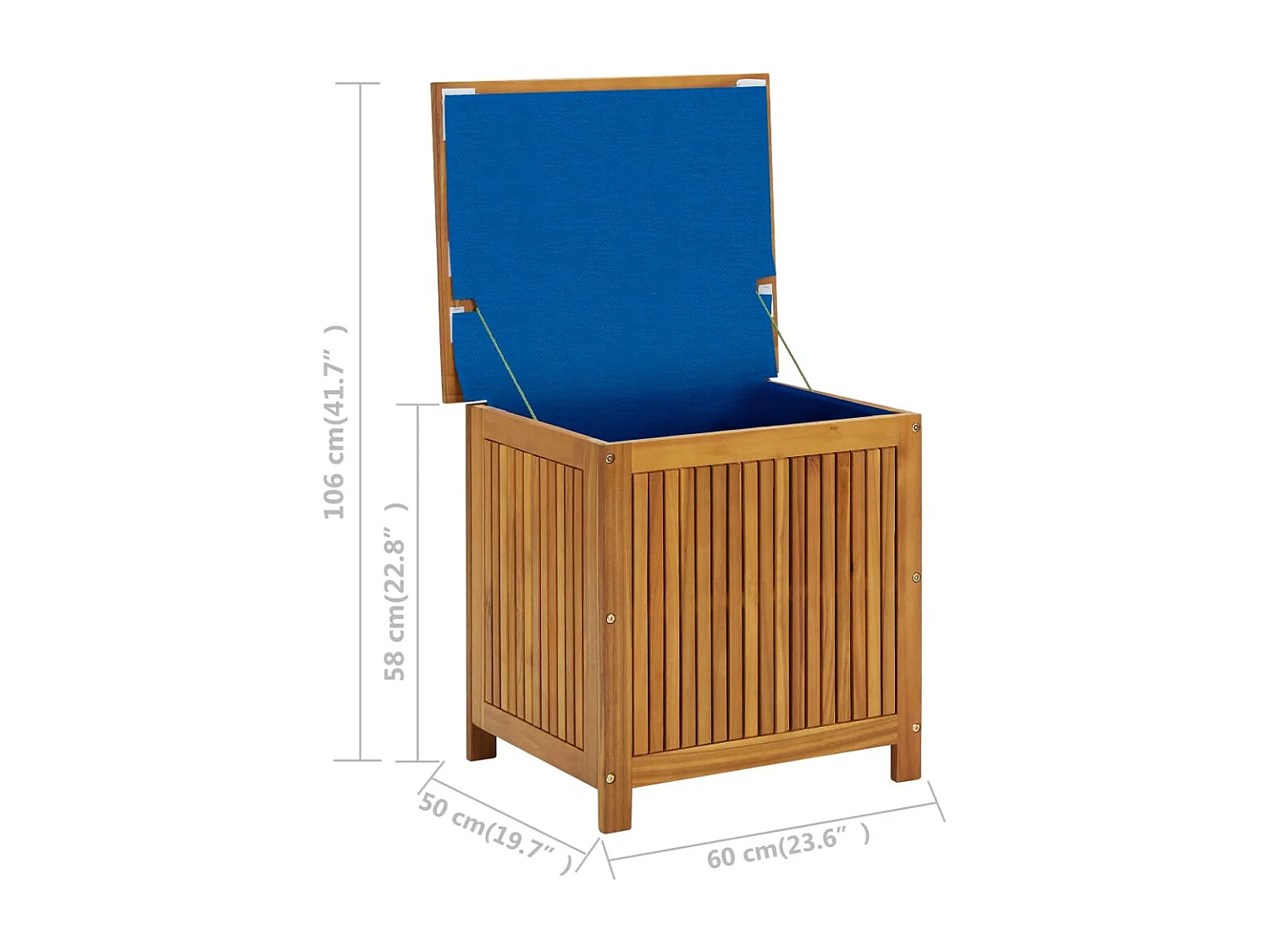 Cassetta portaoggetti per mobili da giardino 60 x 50 x 58 cm in legno massello di acacia 02_0013039