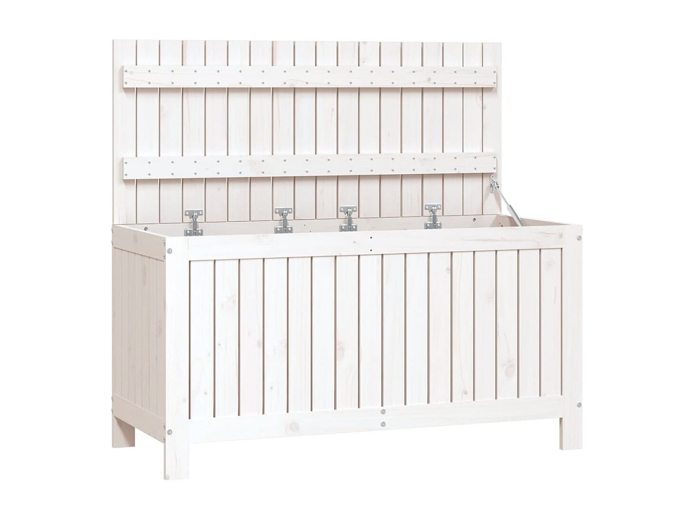 Contenitore Portaoggetti In Legno 50x30x28 Cm - Bianco, Con Coperchio, Per Casa E Giardino