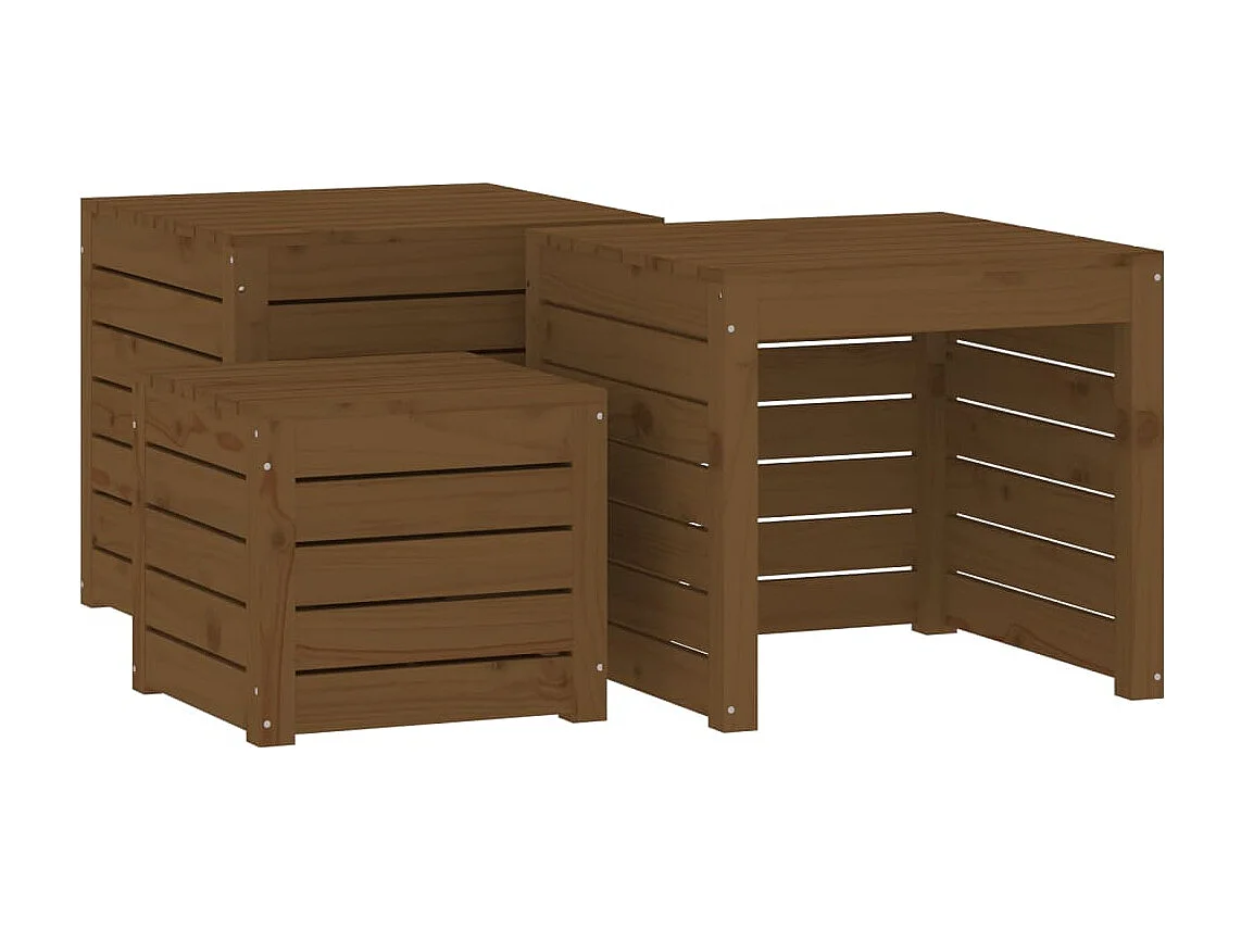 Caja de jardín 4 piezas madera maciza de pino marrón miel 02_0013182