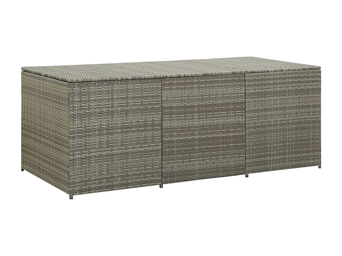 Baúl para almacenamiento de muebles de jardín de resina tejida 180 x 90 x 75 cm gris 02_0013119