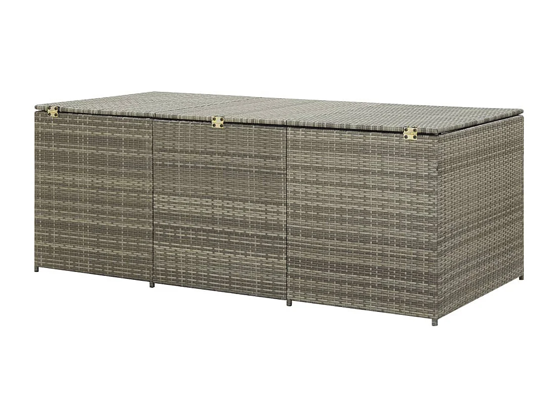 Baúl para almacenamiento de muebles de jardín de resina tejida 180 x 90 x 75 cm gris 02_0013119