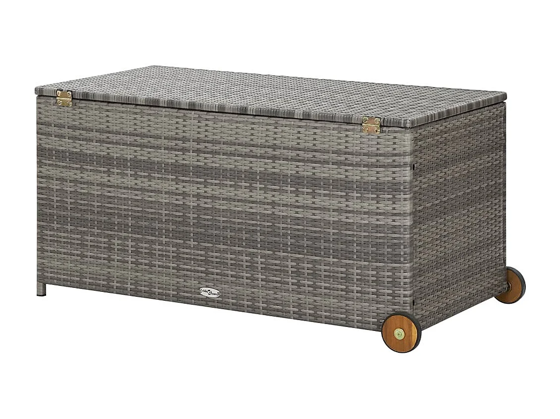 Cassetta portaoggetti per mobili da giardino 120 x 65 x 61 cm in rattan grigio chiaro 02_0013089