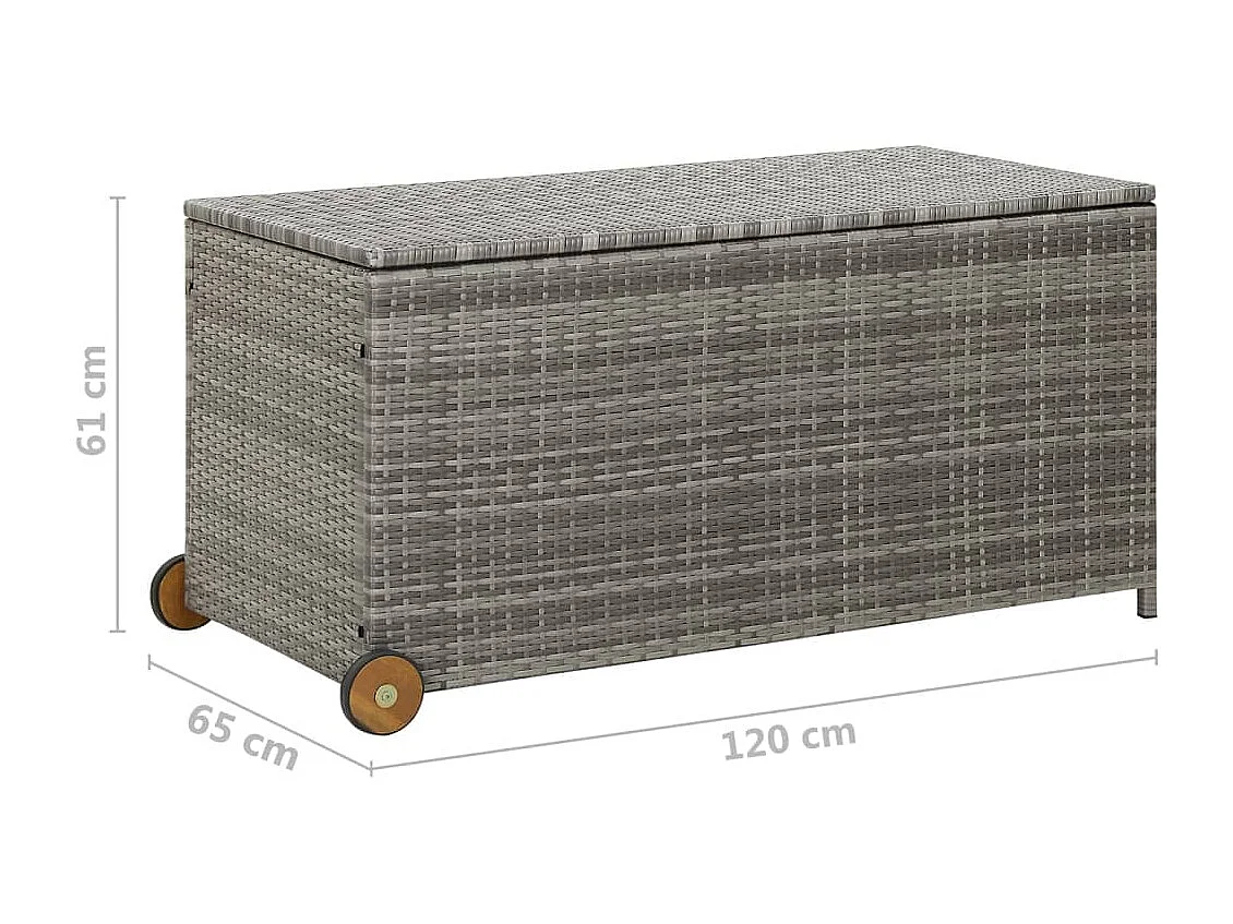 Cassetta portaoggetti per mobili da giardino 120 x 65 x 61 cm in rattan grigio chiaro 02_0013089