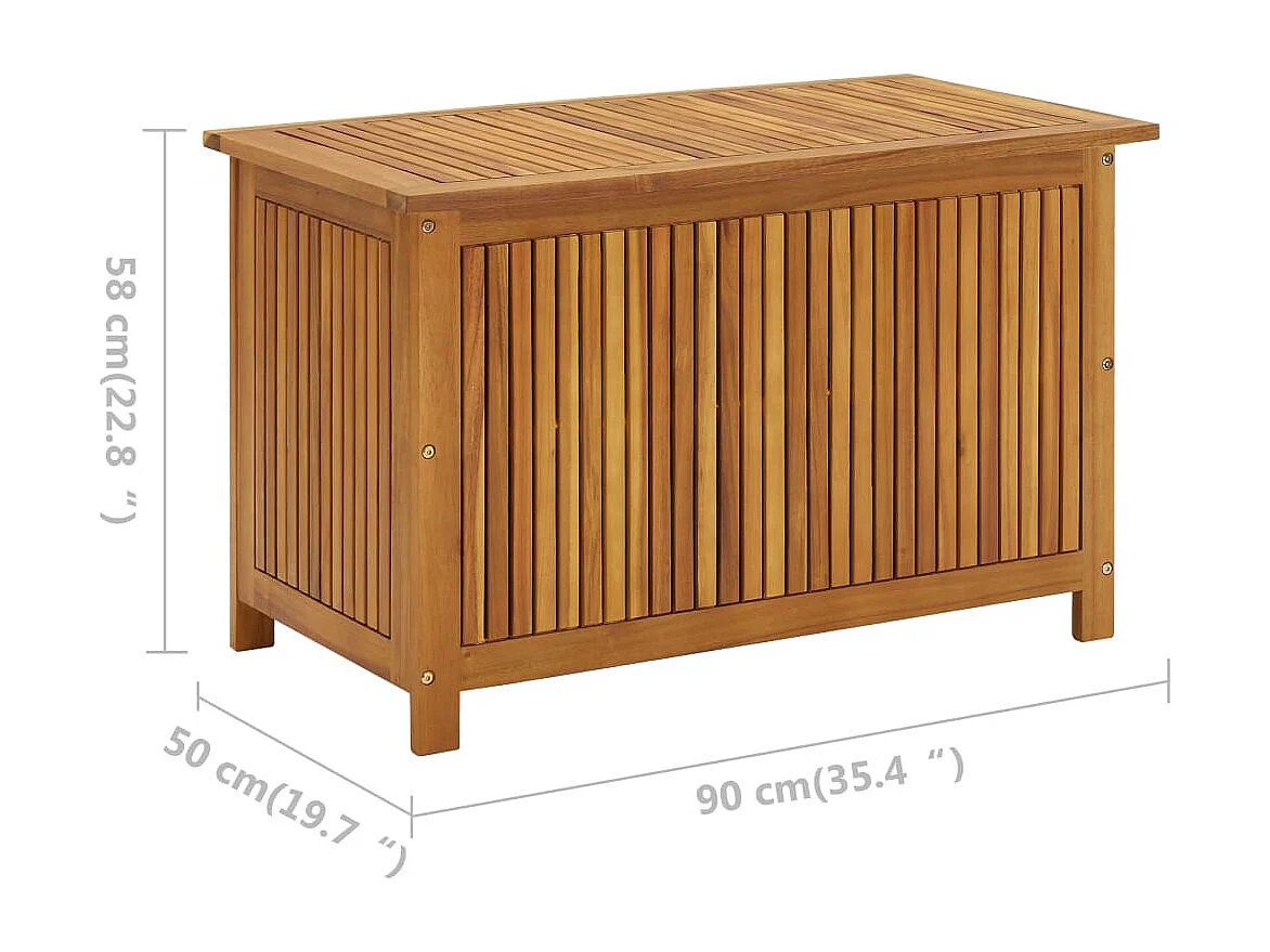 Cassetta portaoggetti per mobili da giardino 90 x 50 x 58 cm in legno massello di acacia 02_0013053