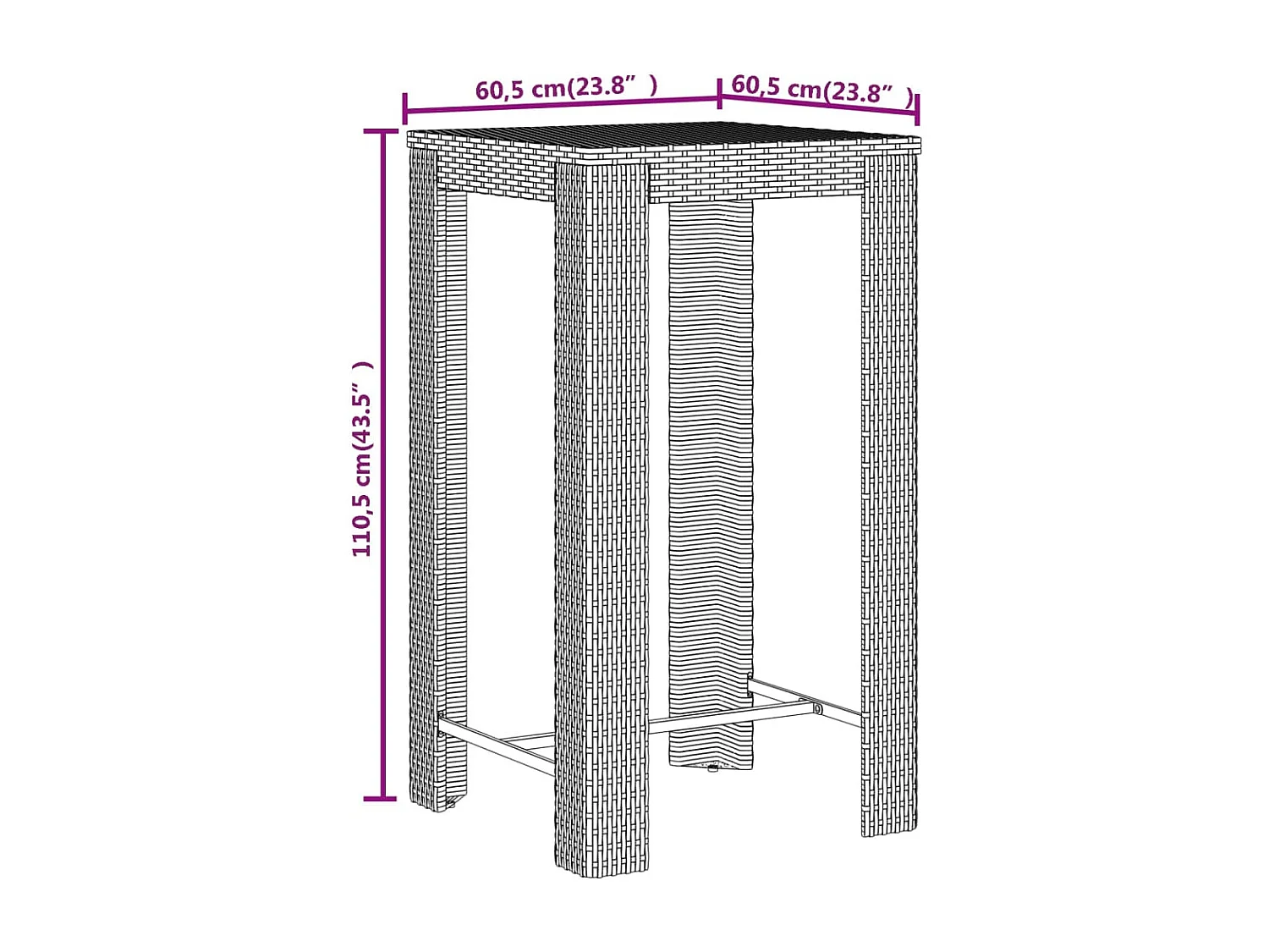 Set bar da giardino mobili da esterno terrazza 3 pezzi polyrattan grigio/legno massiccio di acacia 02_0013474