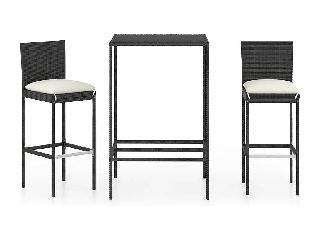 Ensemble de bar de résine noire 70 x 70 x 110 cm 02_0013370