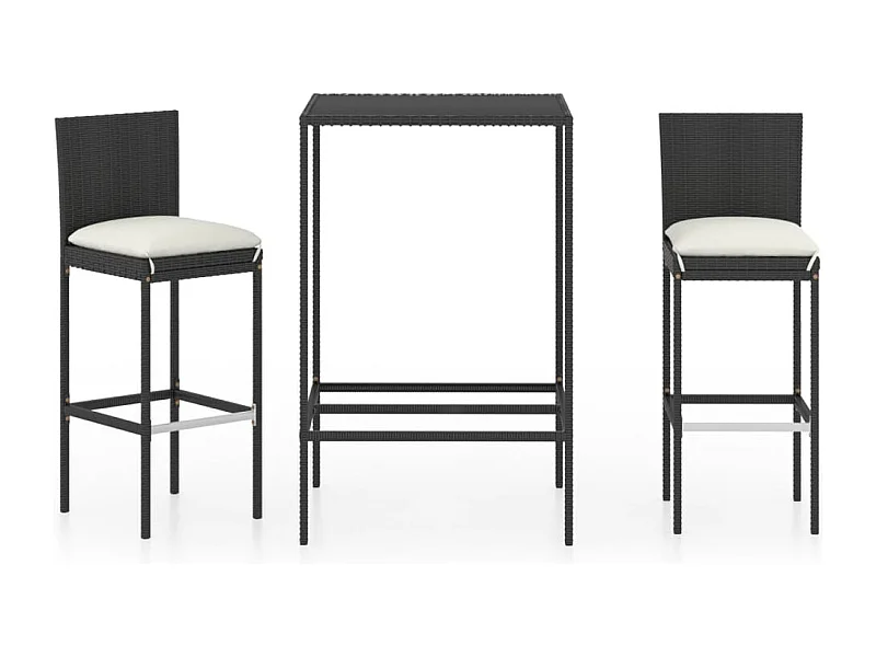 Ensemble de bar de résine noire 70 x 70 x 110 cm 02_0013370