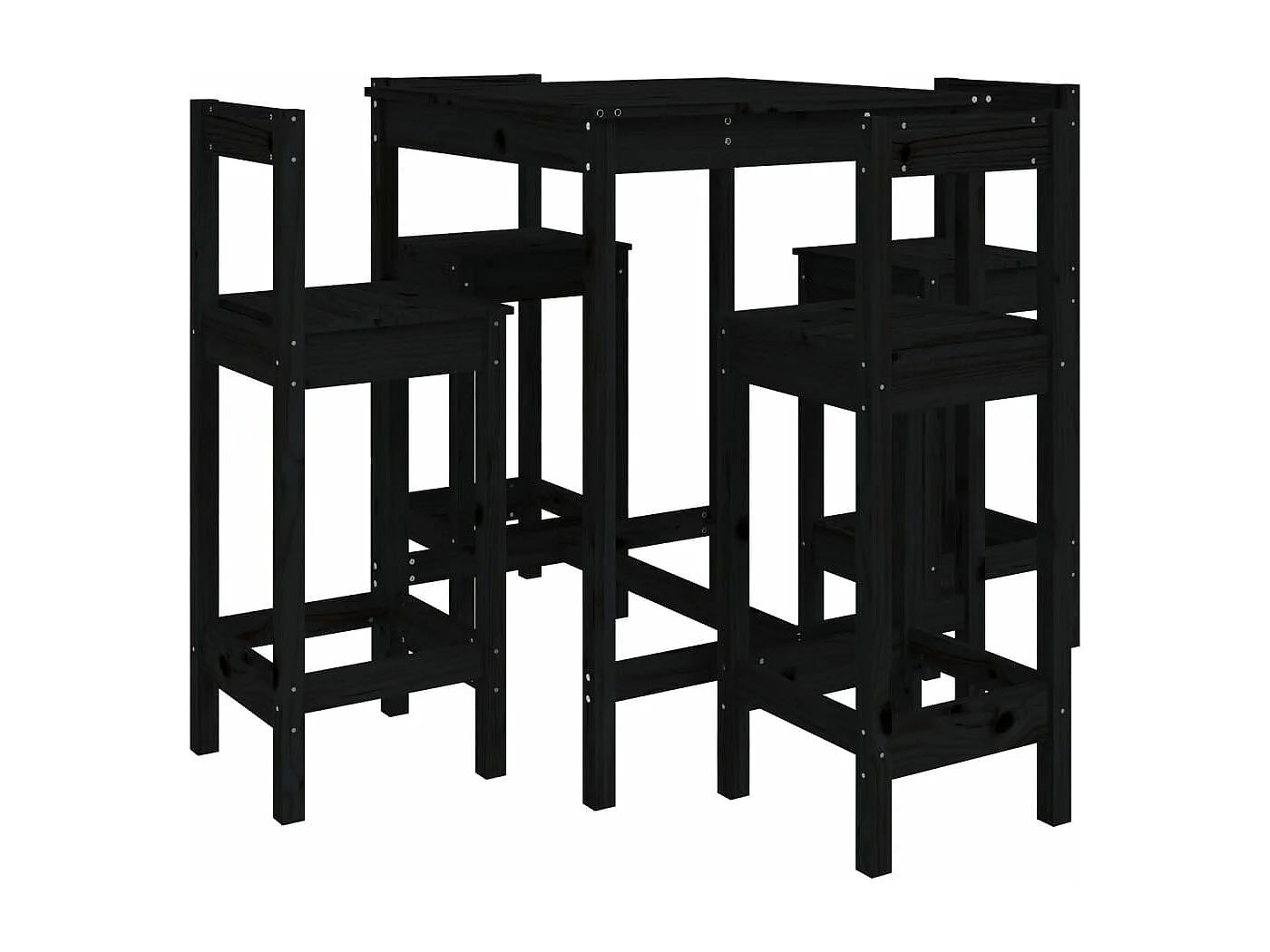 Set bar da giardino da 5 pezzi in legno di pino massiccio nero 02_0013416