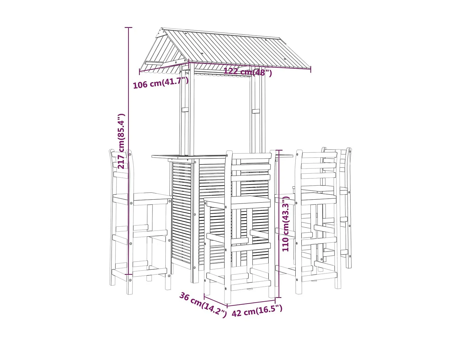 Set bar da giardino 5 pezzi in legno massello di acacia 02_0013394