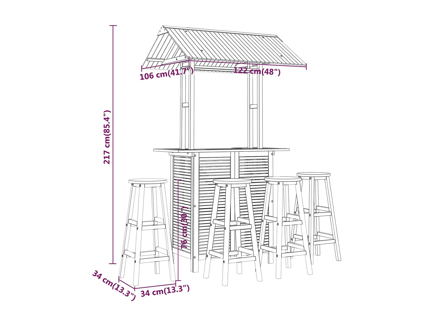 Set bar da giardino 5 pezzi in legno massello di acacia 02_0013393
