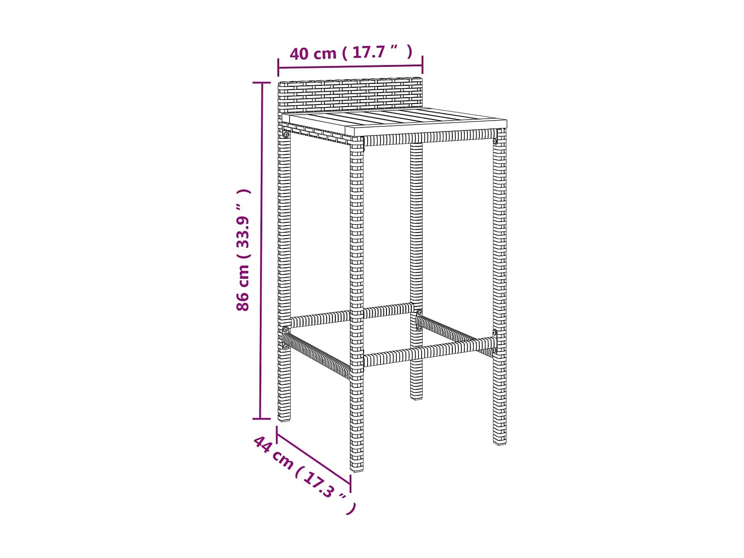 Ensemble de bar de bois marron 40 x 44 x 86 cm 02_0013493