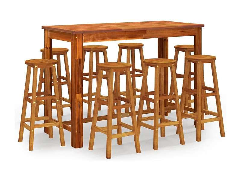 Set bar da giardino 9 pezzi in legno massello di acacia 02_0013445