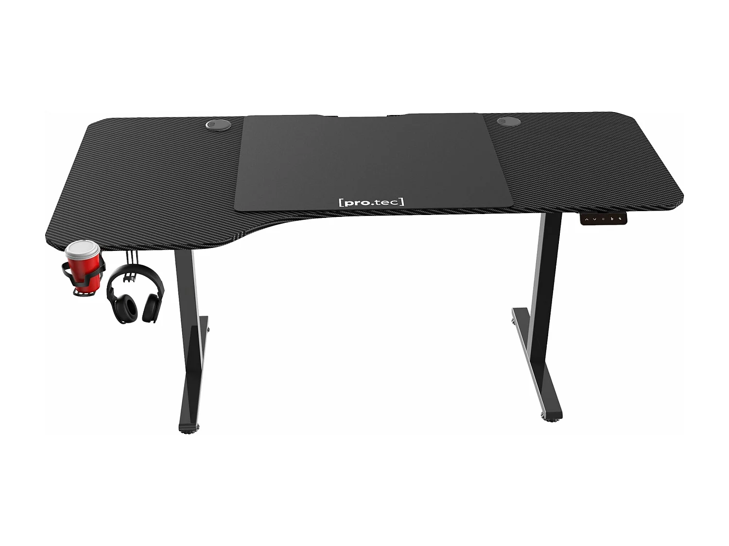 Estação de trabalho de escritório mesa elétrica ajustável formato L sentar em pé preto 03_0006658