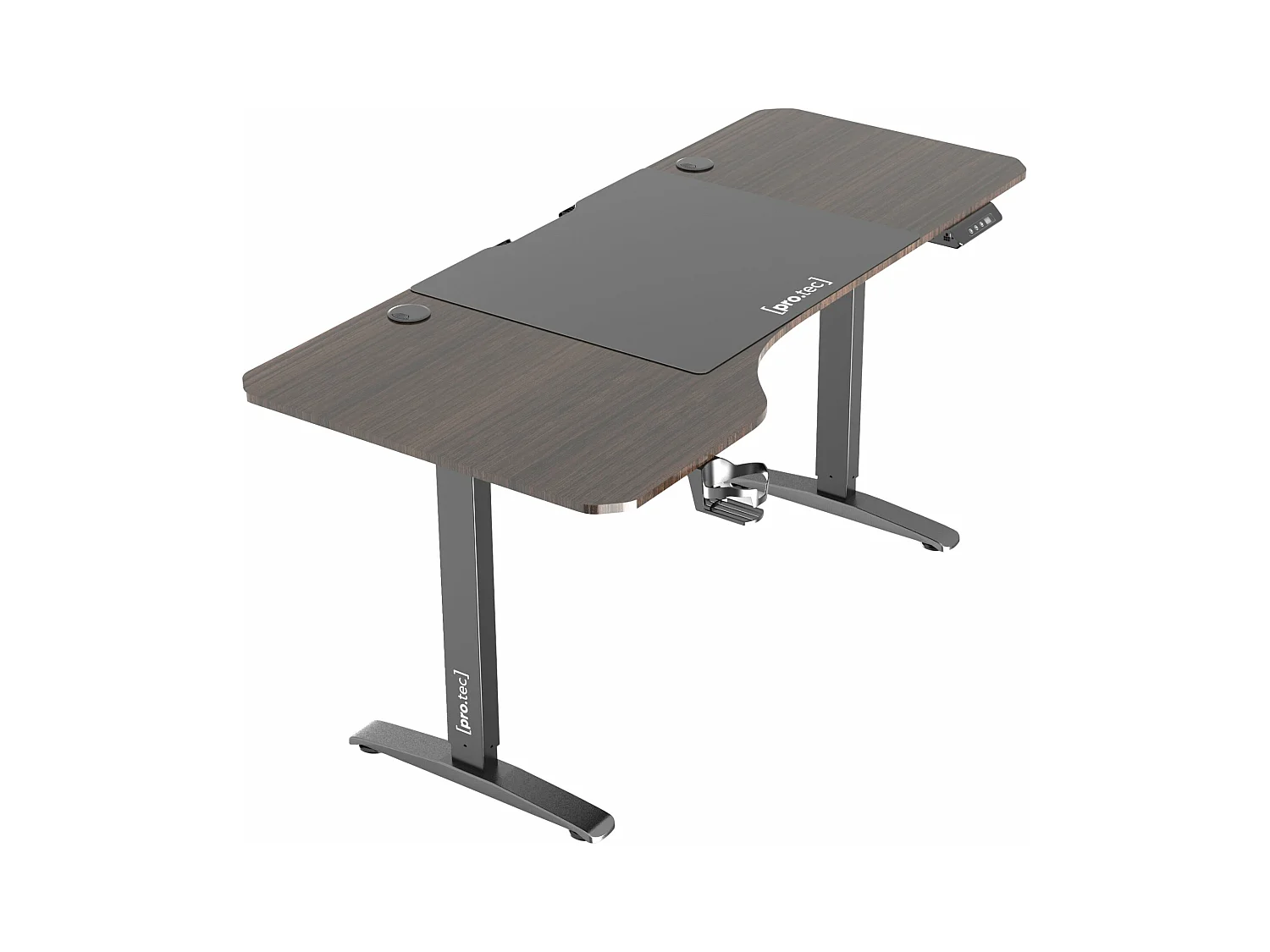 Mesa eléctrica para puesto de trabajo de oficina con altura regulable 73 - 118 cm en forma de efecto nogal 03_0006655