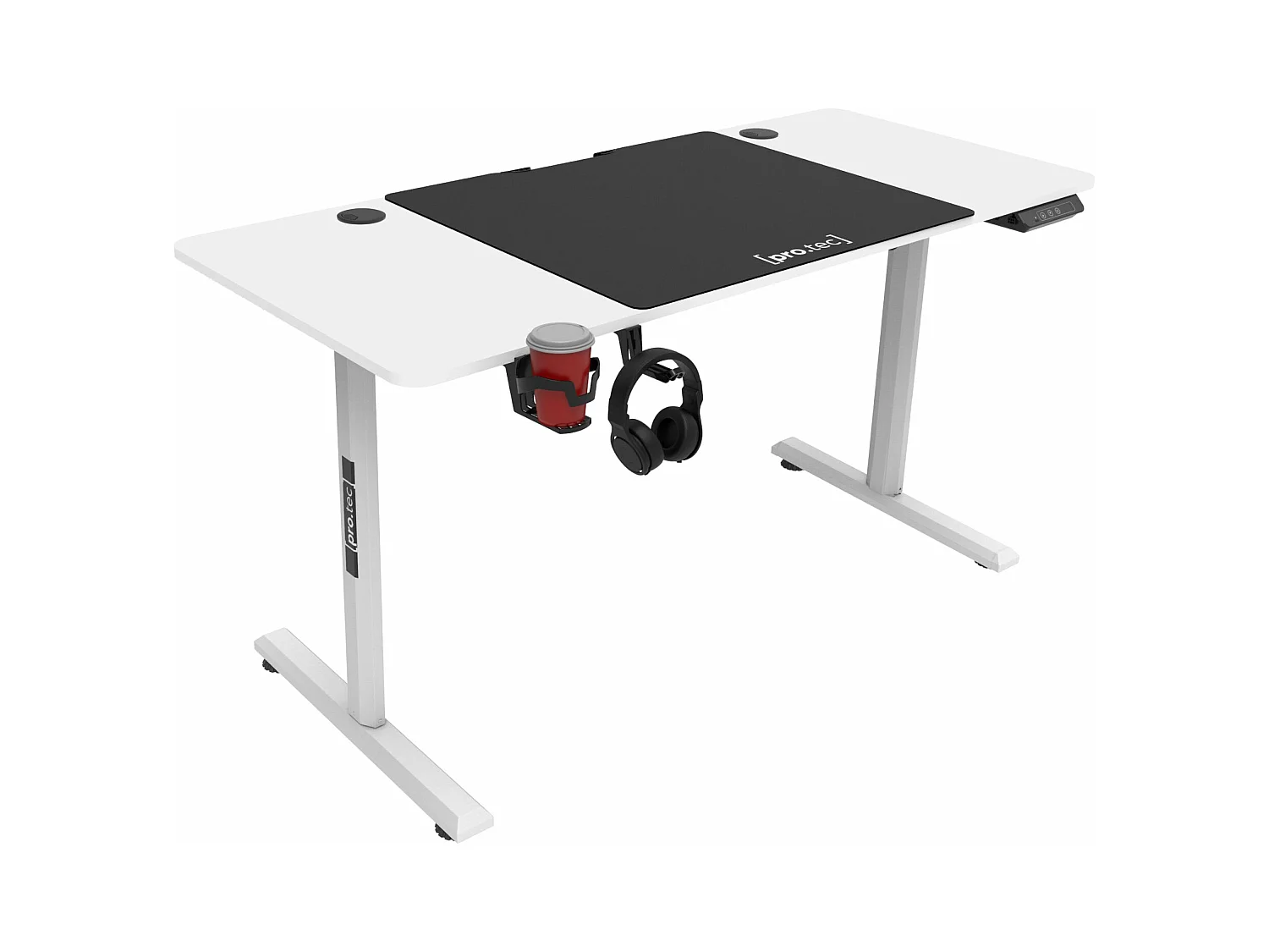 Tavolo elettrico per postazione di lavoro da ufficio con altezza regolabile 140 x 60 x 72 - 117 cm bianco 03_0006651