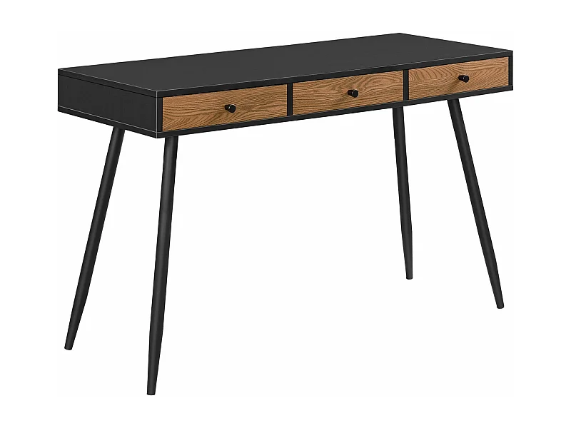 Scrivania postazione di lavoro tavolo tumba con 3 cassetti 75 x 115 x 48 cm effetto legno scuro nero 03_0006641