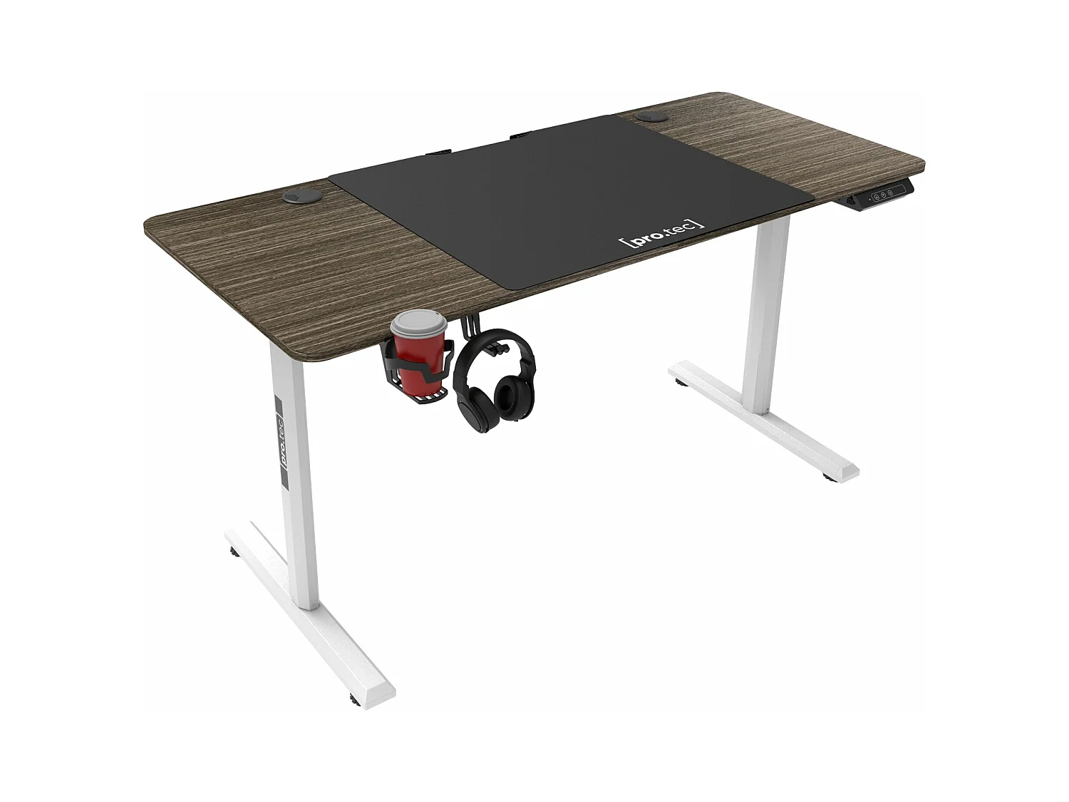 Tavolo elettrico per postazione ufficio regolabile in altezza 140 x 60 x 72 - 117 cm effetto legno scuro 03_0006652