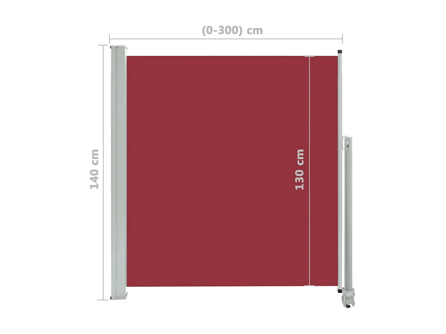 Tenda da sole parasole laterale retrattile per patio giardino terrazza balcone schermo di protezione visiva 140 x 300 cm rosso 02_0007231