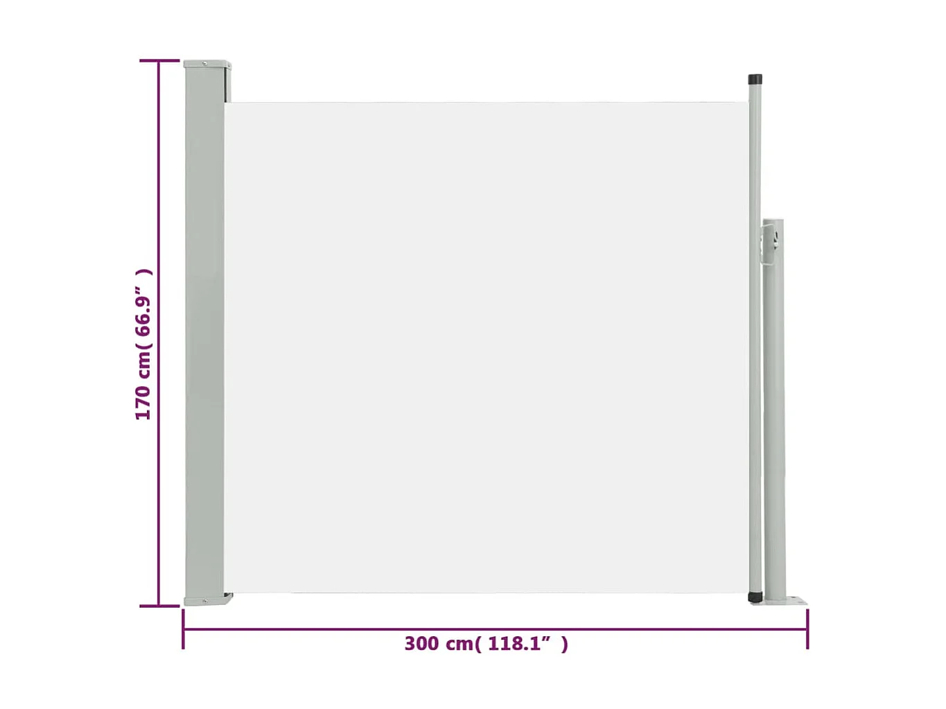 Auvent paravent store brise-vue crème 300 x 300 x 170 cm 02_0007312