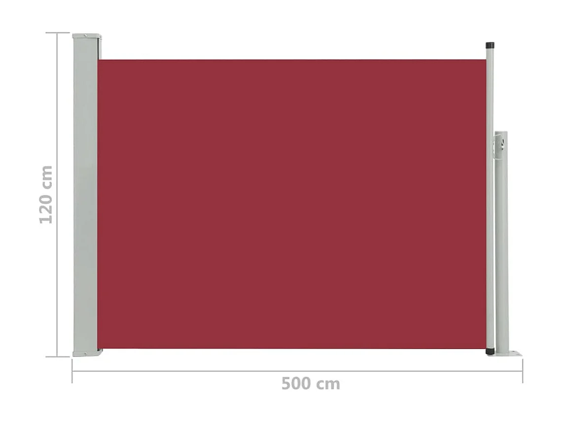 Toldo de protección lateral retráctil para terraza, jardín, terraza, balcón, protección visual, 120 x 500 cm, rojo 02_0007225