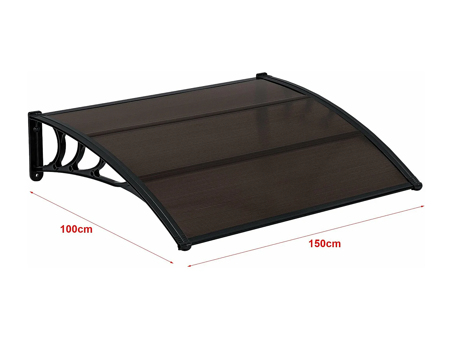 Auvent de porte d'entrée polycarbonate marron 150 x 100 x 100 cm 03_0004669
