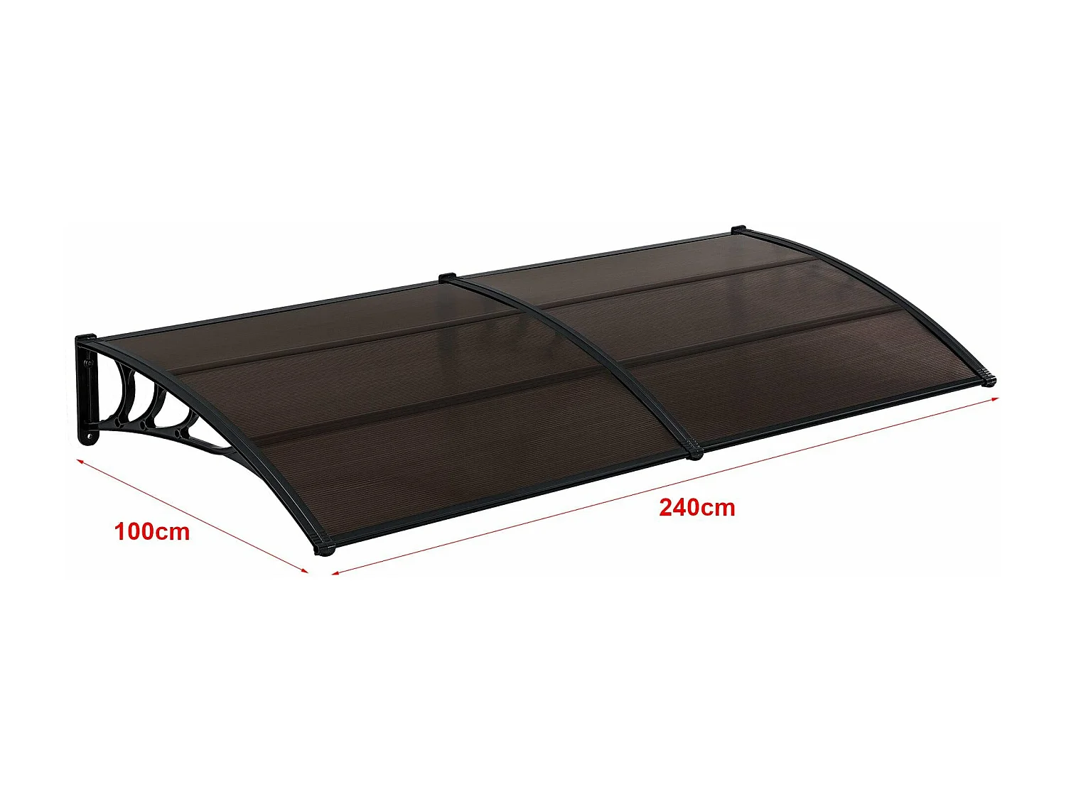 Auvent de porte marquise polycarbonate marron 240 x 100 x 100 cm 03_0004672