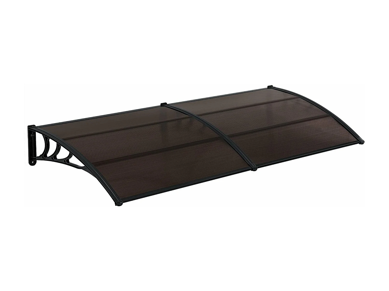 Tenda da sole resistente alle intemperie Porta Tenda da sole ABS Policarbonato Alluminio 240 x 100 cm Nero Marrone 03_0004672