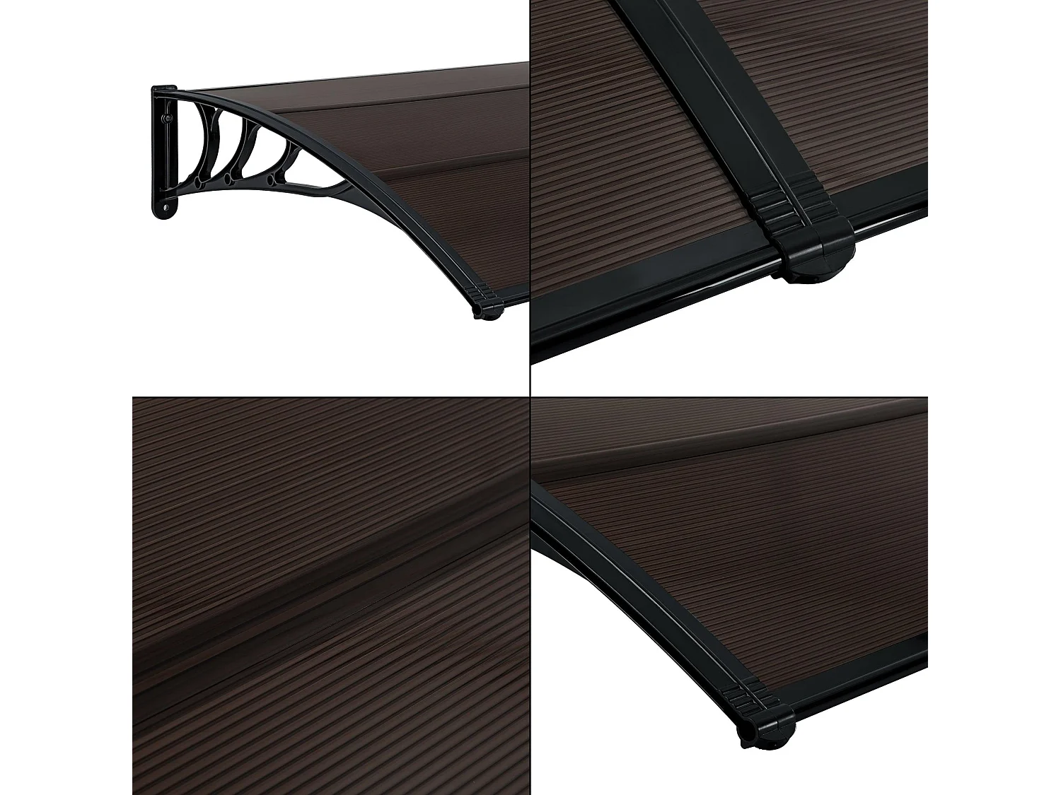 Tenda da sole resistente alle intemperie Porta Tenda da sole ABS Policarbonato Alluminio 240 x 100 cm Nero Marrone 03_0004672