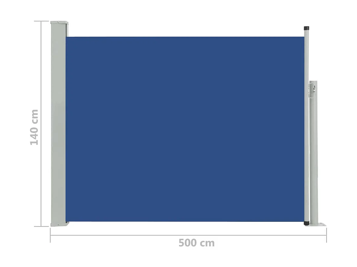 Tela de toldo cortina de privacidade lateral retrátil para pátio jardim terraço varanda tela de proteção visual 140 x 500 cm azul 02_0007251