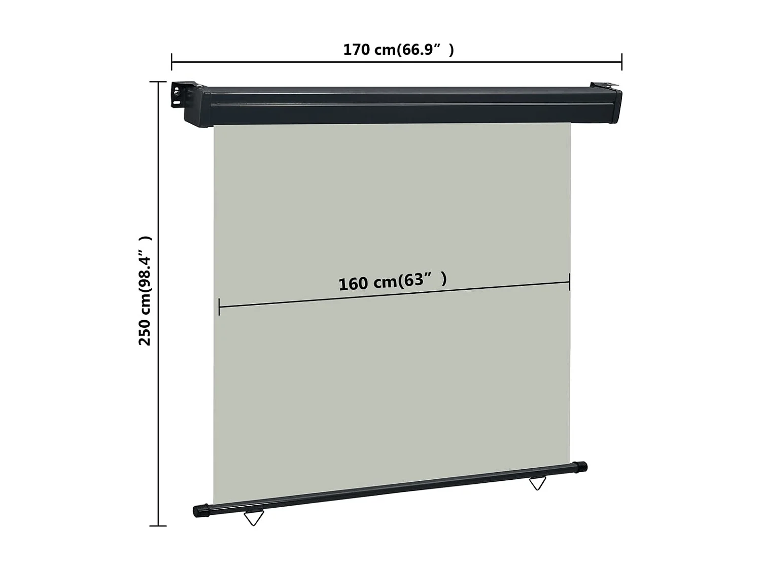 Auvent paravent store brise-vue grise 170 x 250 x 160 cm 02_0007026