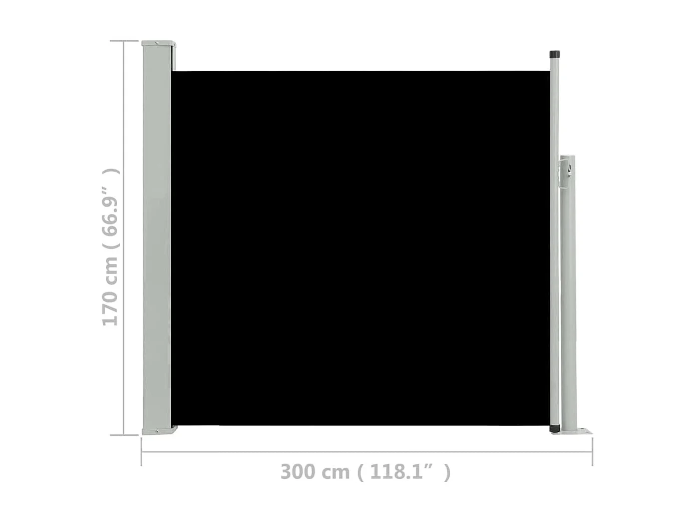 Tenda da sole schermata laterale retrattile per la privacy per patio giardino terrazza balcone schermo di protezione visiva 170 x 300 cm nero 02_0007317