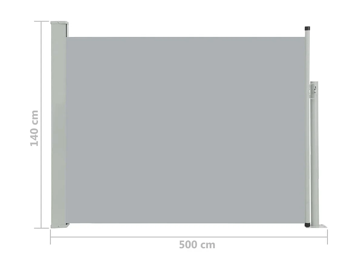 Auvent paravent store brise-vue grise 500 x 500 x 140 cm 02_0007255