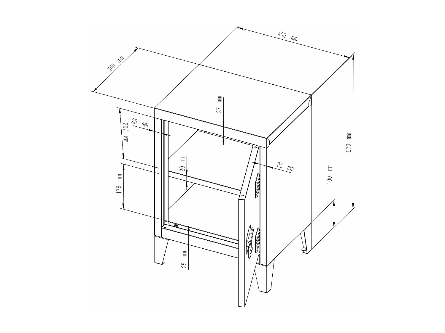 Table de chevet en 40 x 30 x 30 cm 03_0008680