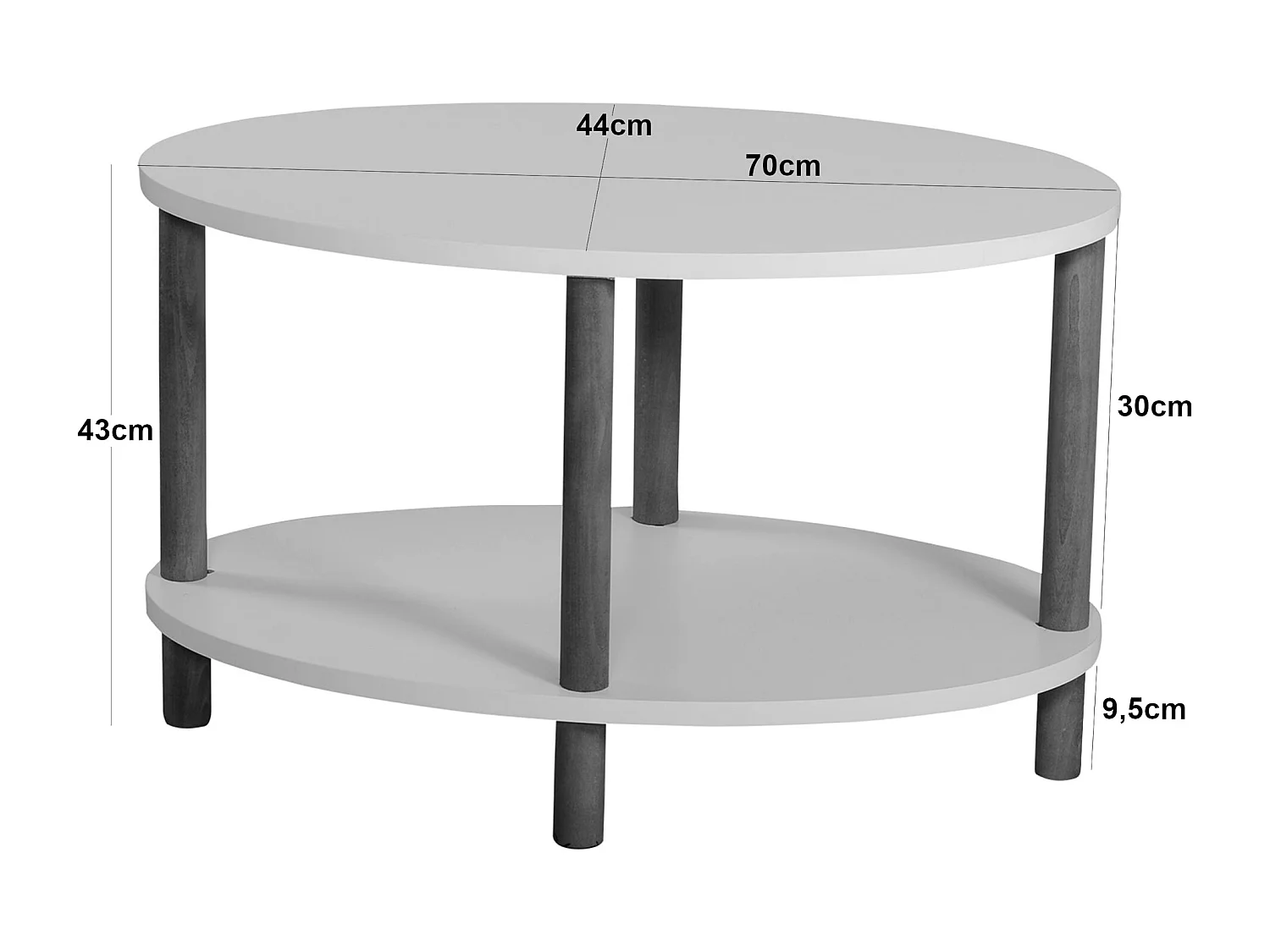 Mesa de centro oval 43 x 70 x 44 cm branca 03_0008835