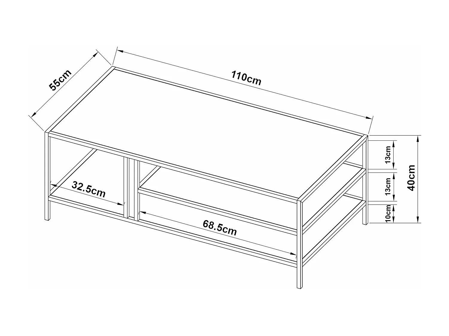 Table basse métal 40 métal argentée 110 x 55 x 40 cm 03_0008452